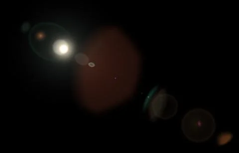 Lens flare glow light effect on black. image of rays light effects, overlay.. Stock Photos
