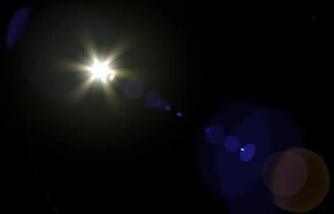 Lens flare, glow light effect on black. rays light effects, overlays or fla.. Stock Photos