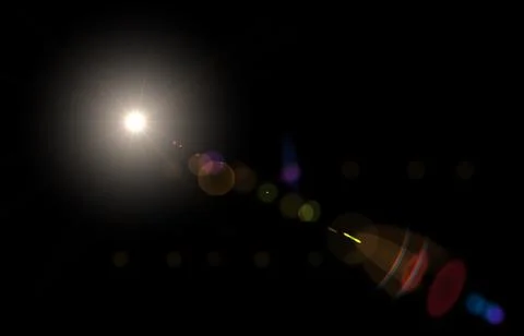 Lens flare glow light effect on black. image of rays light effects, overlays  Stock Photos