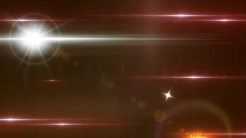 Lens flare light and bright glow black background. Horizontal flares movement Видео 122749938