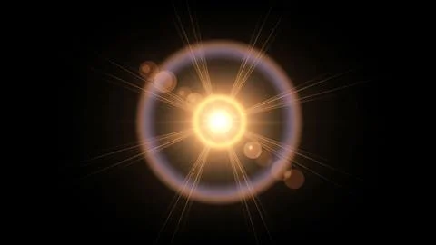 Lens Flare Light Effect on Black Background Stock Illustration