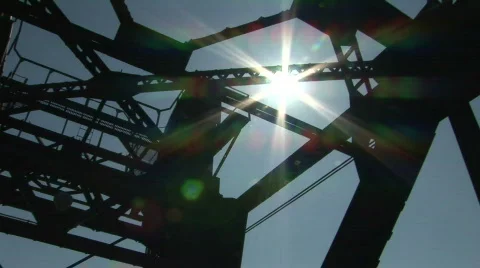 Lens Flare over Bridge Stock Footage 458175