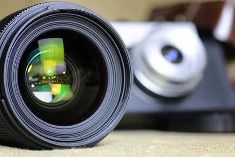 Lens flare retro camera Stock Photos