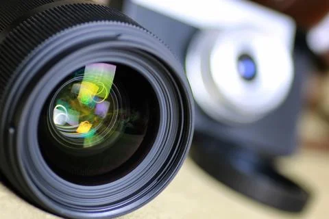 Lens flare retro camera Stock Photos