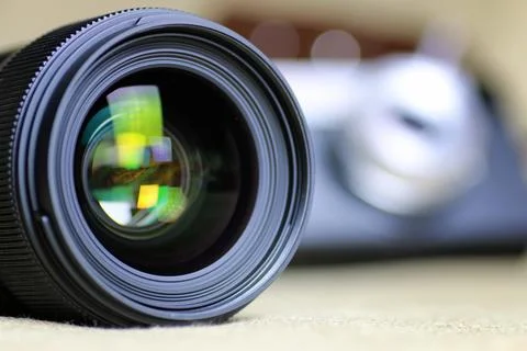 Lens flare retro camera Stock Photos