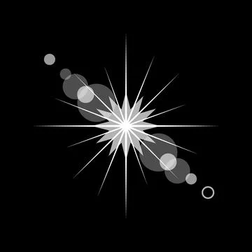 Lens flare starburst light effect on black background Stock Illustration