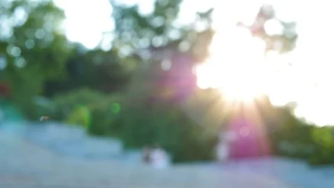 Lens flare of sunlight. Sunset time in city Stock Footage
