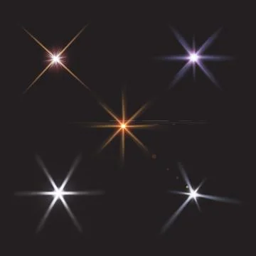 Lens flares star lights vector Stock Illustration