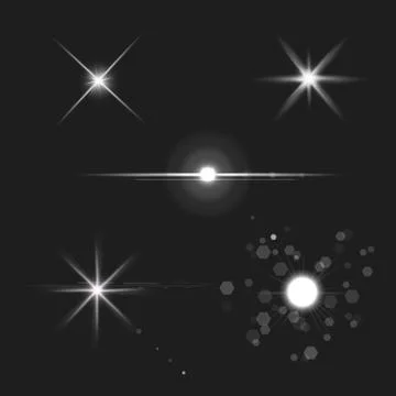 Lens flares star lights vector Stock Illustration