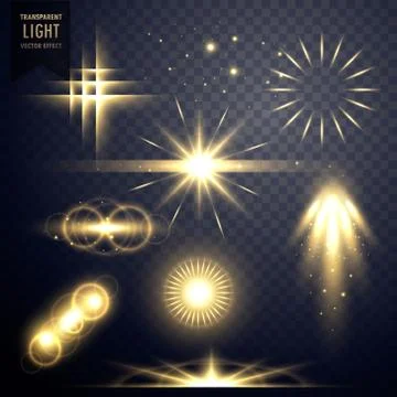 Lens flares transparent light effect sparkles design Stock Illustration