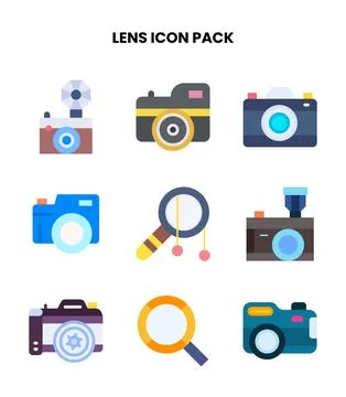 Lens Flat Design Icons Pack Stock Illustration