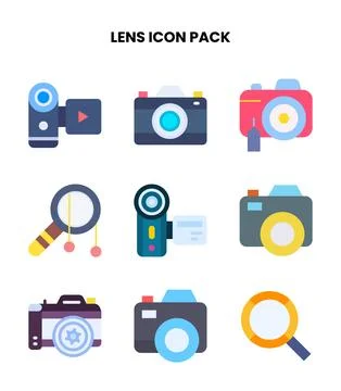 Lens Flat Design Icons Pack Stock Illustration