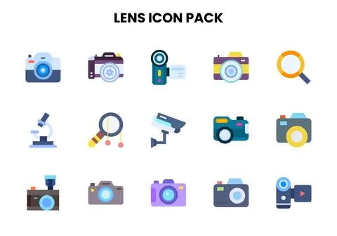 Lens Flat UI Icons Pack Stock Illustration