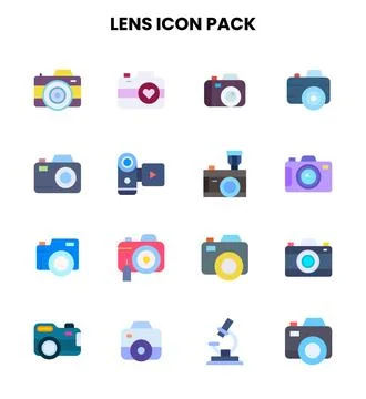 Lens Flat Vector Icons Pack Illustrazione stock