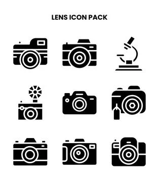 Lens Glyph Graphics Icons Pack Stock Illustration