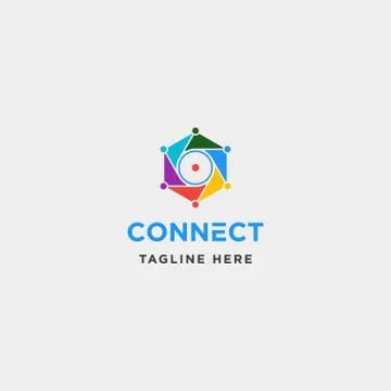 Lens hexagon technology logo design vector camera internet symbol icon 스톡 일러스트