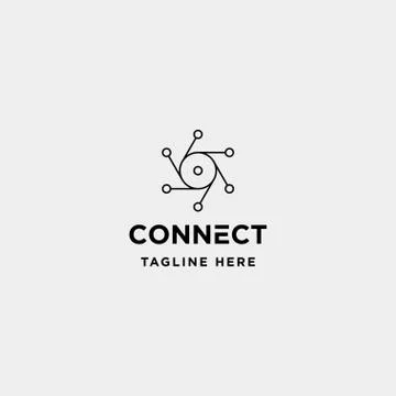 Lens hexagon technology logo design vector camera internet symbol icon Stock Illustration