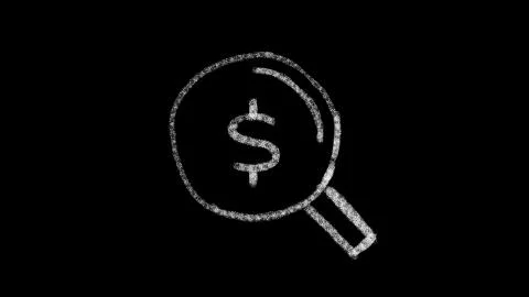 Lens icon with dollar symbol drawn with drawing style on chalkboard, animated Ilustração Stock