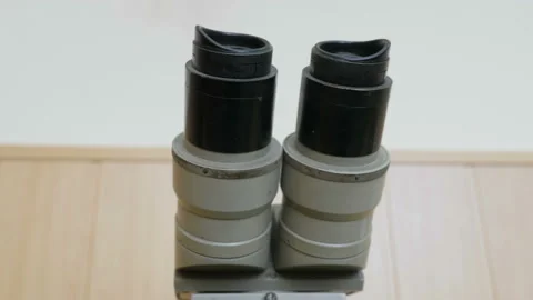 Lens Of Laboratory Microscope. Scientific Research Stock Footage 122247990