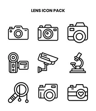 Lens Line Graphics Icons Pack Stock Illustration
