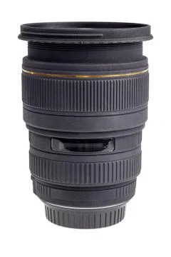 The lens of modern digital camera, side view. Stock Photos