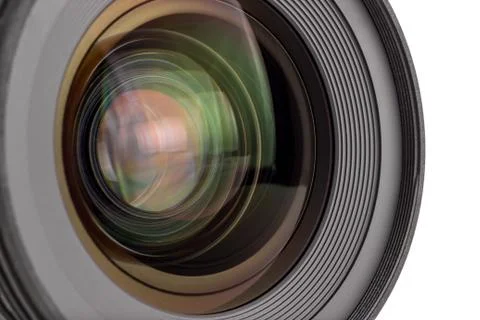 Lens of modern digital camera, view of front lens Stock Photos