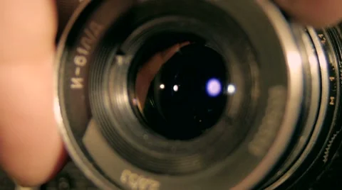 Lens of old camera in the dark Stock Footage 64854856