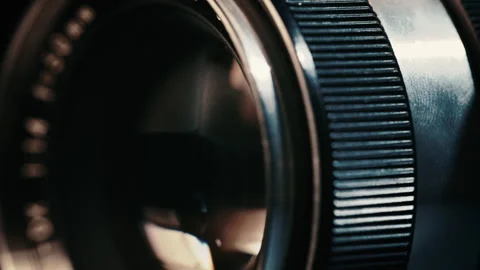 Lens on an old camera Stock Footage 130314894