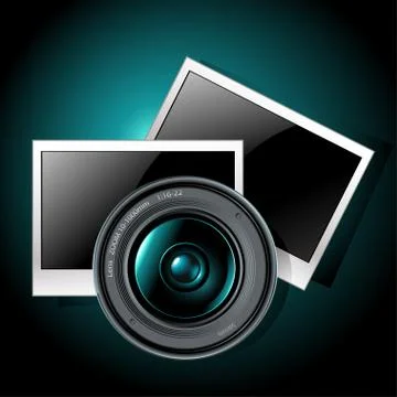 Lens with photo frames Illustrazione stock