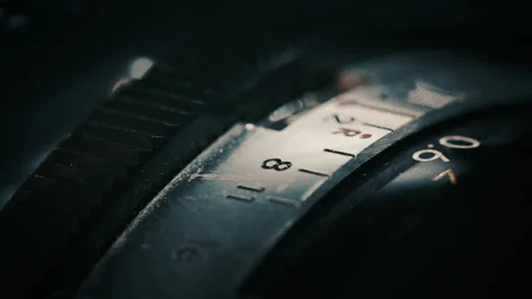 Lens ring on an old camera Stock Footage 130315853