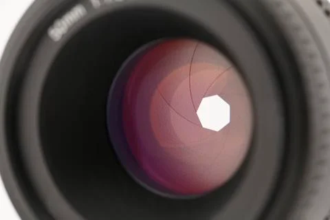Lens shutter colse-up (focus on shutter blade) Stock Photos