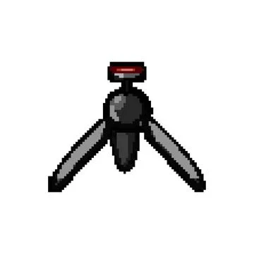 Lens tripod camera pixel art vector illustration Stock Illustration