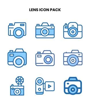 Lens Two Colour Vector Icons Pack Illustrazione stock
