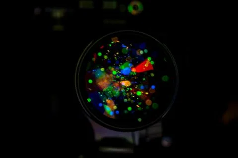 Lens with Vibrant Bokeh Light Reflection Effect Stock Photos