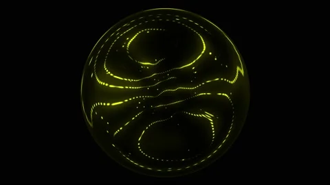 Lens, yellow, wave, dotted motion, black background, thin lines Stock Footage 236088835