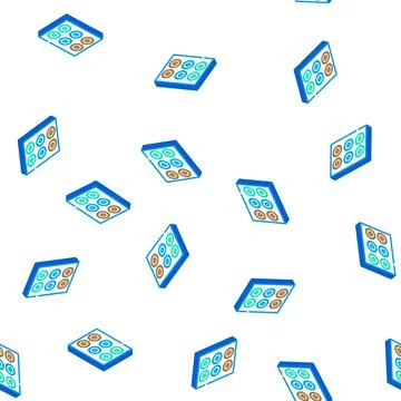 Lenses set of different colors isometric icon seamless pattern Illustrazione stock