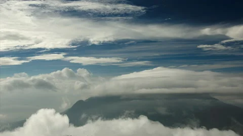 Lenticular cloud over summit of Mount Merapi, Indonesia Stock Footage 45347645