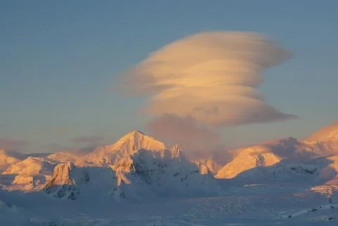 Lenticular clouds in the antarctic. Stock Photos