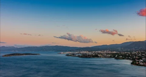 Lenticular clouds over the sea and mountains, Crete, Greece Stock Footage 116266931