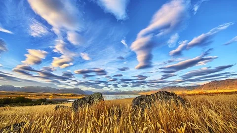 Lenticular Clouds at sunset lake Tekapo New Zealand Primal Earth Images 動画素材 73843734