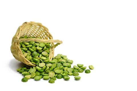 Lentil beans in the basket isolated on white background Stock Photos