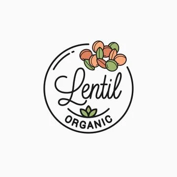 Lentil logo. Round linear logo of lentil on white Stock Illustration