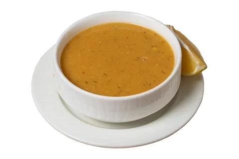 Lentil soup isolated on white background. Turkish cuisine delicacies. local n Stock Photos