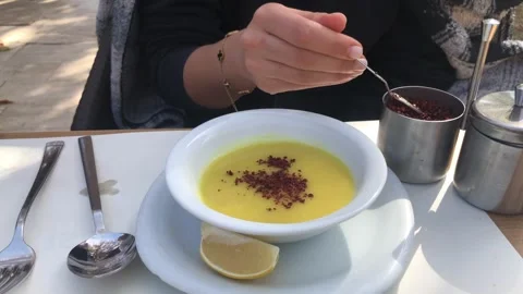 Lentil soup with red pepper. Stock Footage 288710774