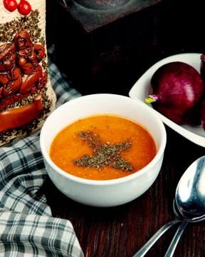 Lentil soup on the table Stock Photos