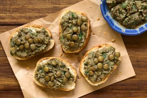 Lentil Spread on Bread Stock Photos