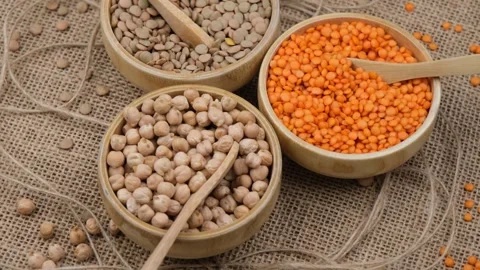 Lentils and chickpeas Stock Footage 260681597