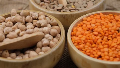 Lentils chickpeas rotate Stock Footage 261293859
