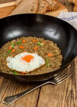 Lentils with egg Stock Photos