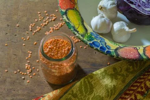 Lentils in a jar Stock Photos